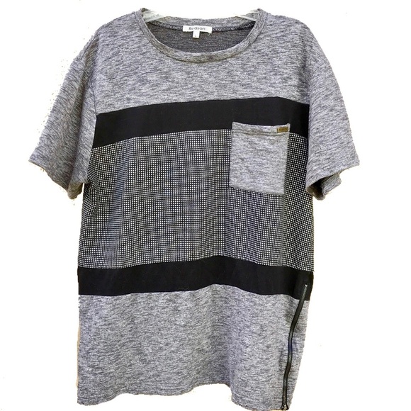 Reason Clothing Men’s Grey Stripe Cotton Tee - Picture 1 of 3